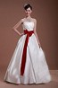 Дешевое атласное бальное платье RAFAELLO с красным бантом на поясе. Бант съемный. На спине - замочек-молния. Материал - высококачественный ...