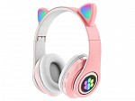 Bezvadu austiņas Bluetooth Kaķis rozā (PZS7C) Ērtas, bezvadu austiņas bērniem. Raksturīgās kaķa ausis ar LED fona apgaismojumu. Ātrā Bluetooth ...