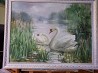 Pie ezera gulgji eļļas glezna, audekls 60x80 cm autors M. Baiba-Genriha
